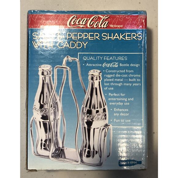 Coca Cola "Salt And Pepper Shaker Set " - Die Cast Chrome Plated Metal - Picture 2 of 4